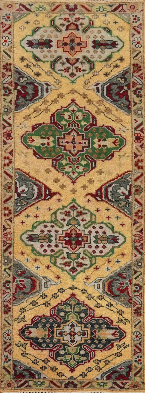 Handmade Wool Kazak Indian Runner Rug 3x8