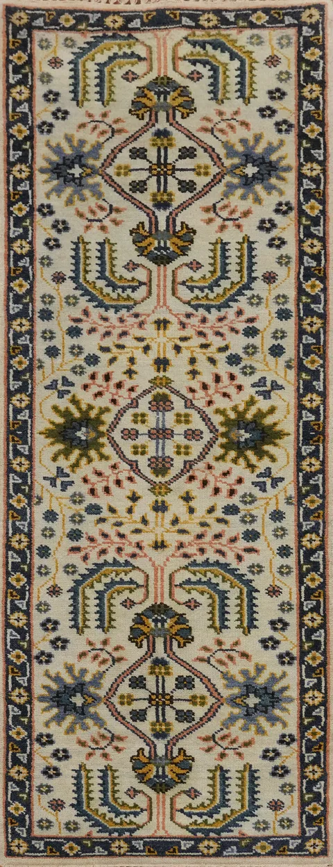 Handmade Wool Ziegler Indian Runner Rug 3x8
