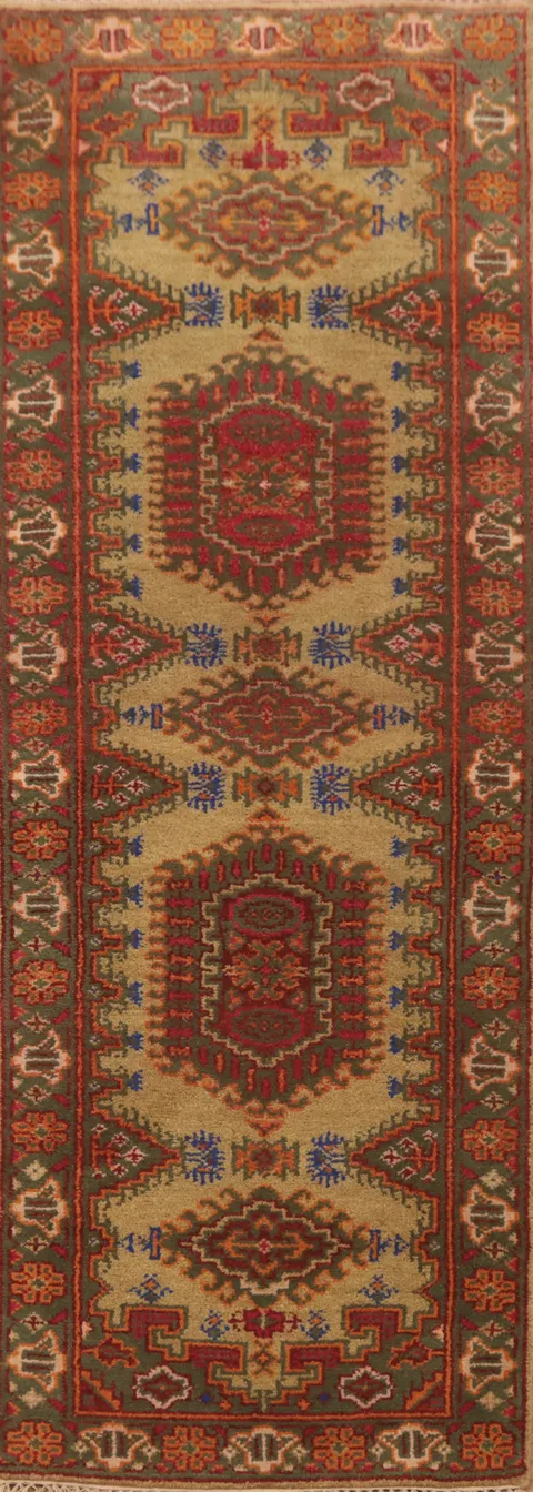 Handmade Wool Viss Indian Runner Rug 3x8
