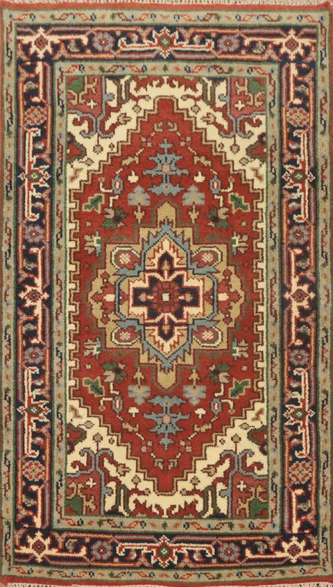 Handmade Wool Heriz Serapi Indian Rug 3x5