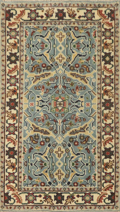 Handmade Blue Oushak Indian Rug 3x5