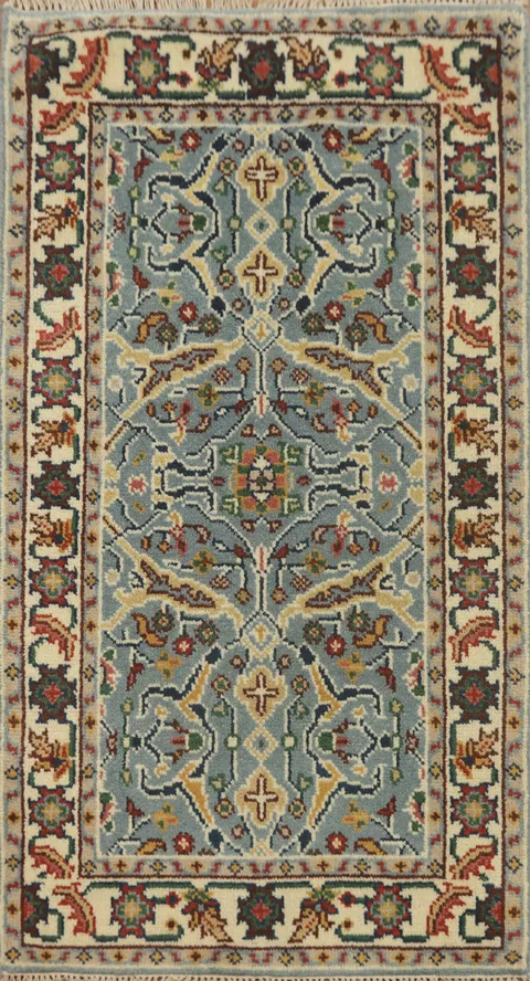 Handmade Blue Oushak Indian Rug 3x5