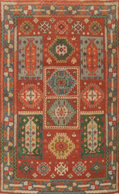Handmade Geometric Kazak Indian Rug 4x6