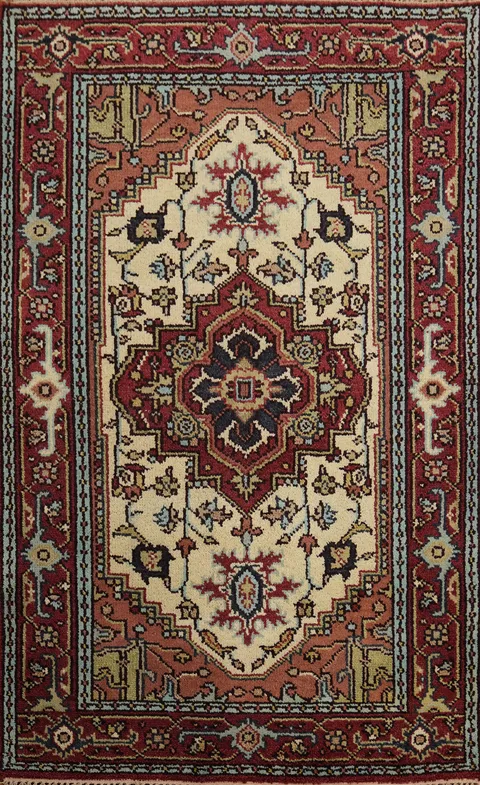 Geometric Heriz Serapi Indian Rug 4x6
