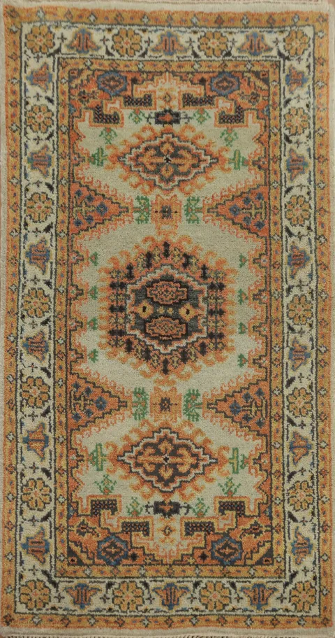 Geometric Wool Viss Indian Rug 3x5