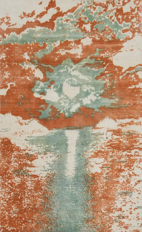 Nature Print Modern Abstract Oriental Rug 4x6