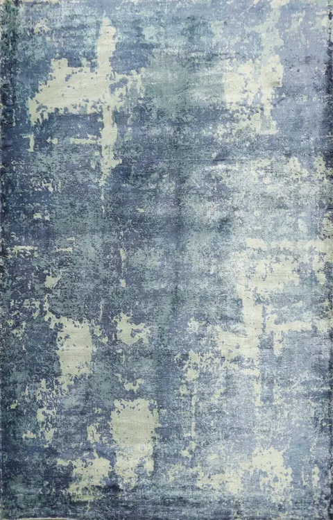 Handmade Blue Modern Abstract Area Rug 5x8