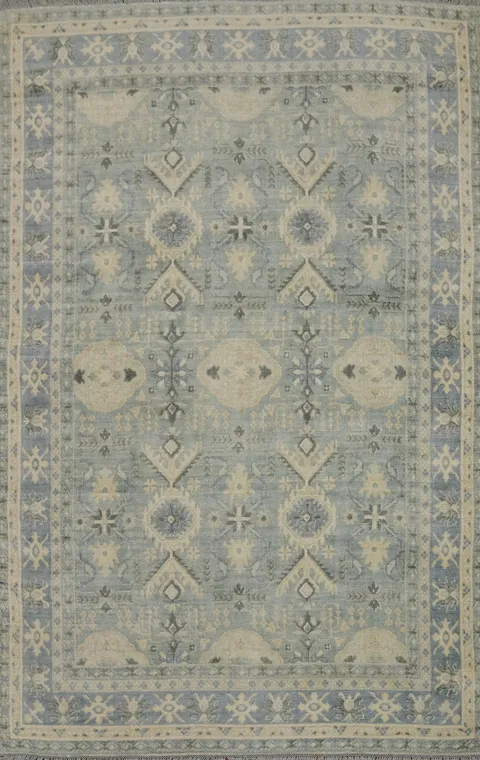 Geometric Oushak Indian Area Rug 6x8