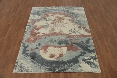 Nature Print Modern Abstract Indian Rug 5x7