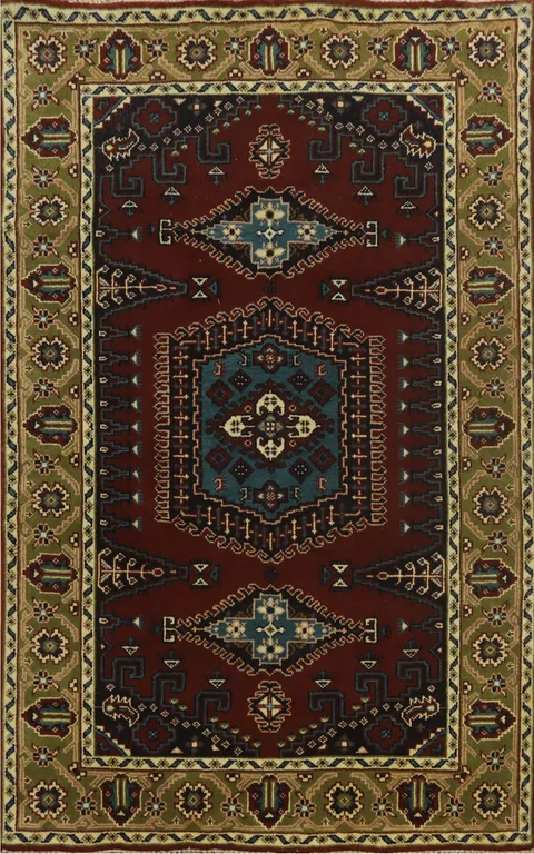 Geometric Red Viss Room Size Area Rug 5x8