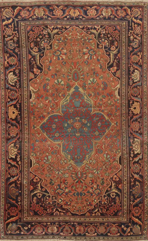 Pre-1900 Vegetable Dye Sarouk Farahan Persian Rug 4x6