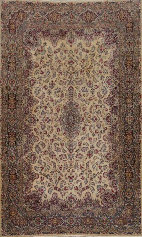Antique Vegetable Dye Kerman Persian Large Rug 12x18