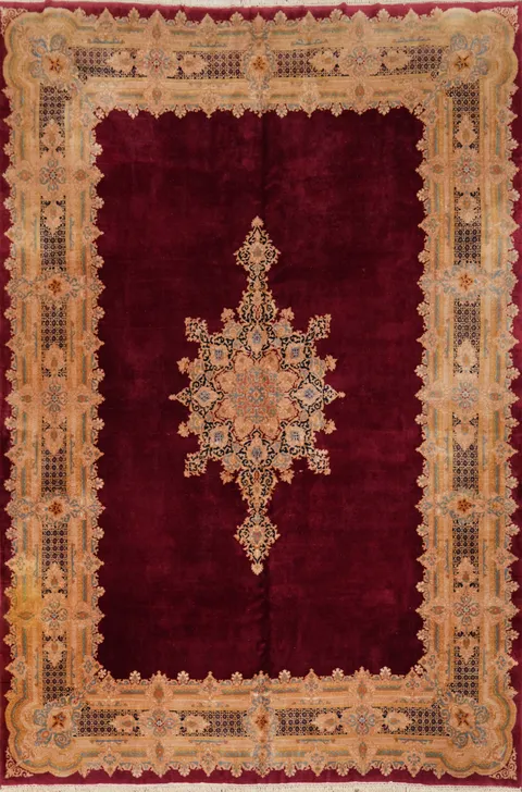 Vegetable Dye Red Kerman Persian Large Rug 10x14