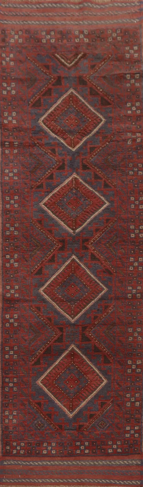 Tribal Wool Balouch Oriental Runner Rug 2x9