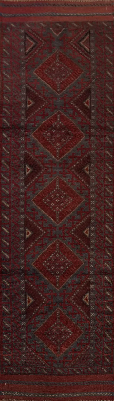 Tribal Red Balouch Oriental Runner Rug 2x8