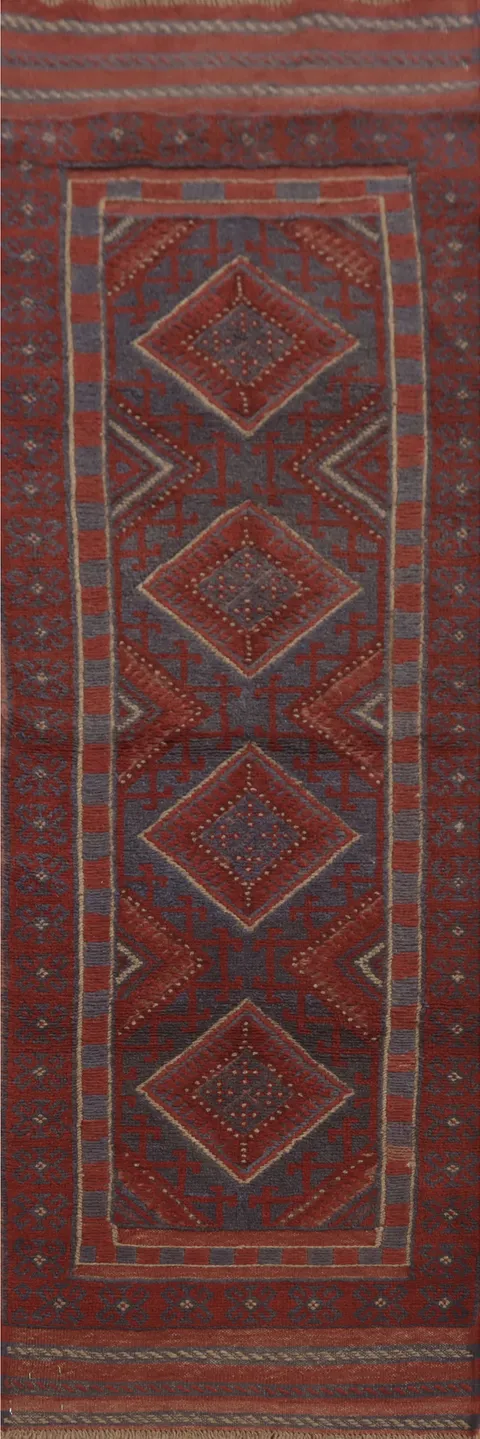 Tribal Wool Balouch Oriental Runner Rug 2x8
