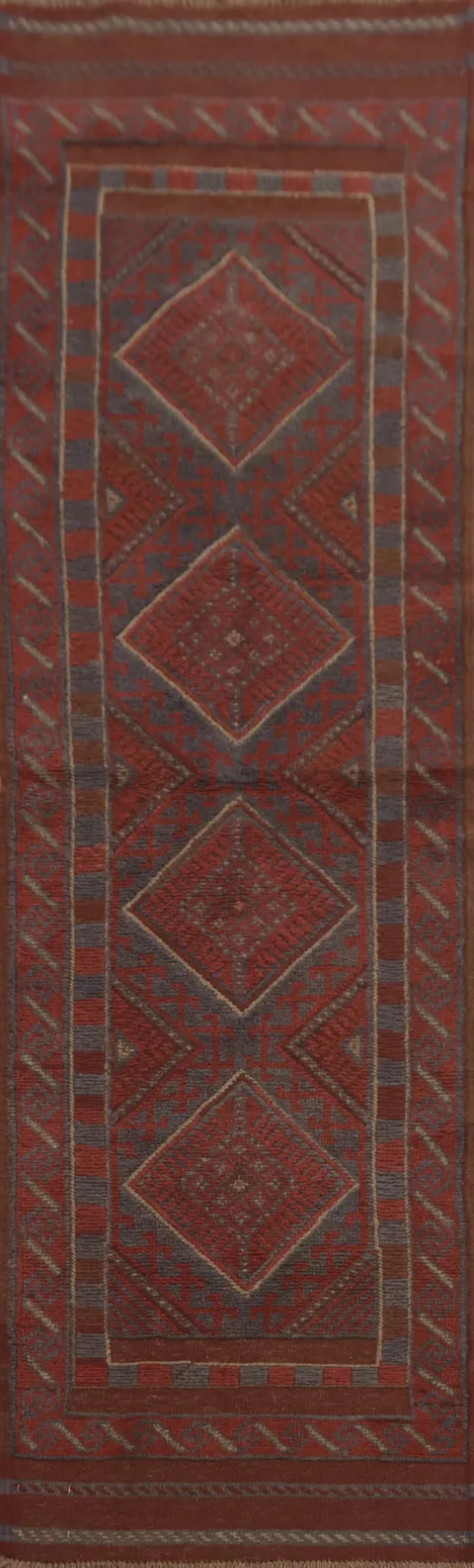 Geometric Wool Balouch Oriental Runner Rug 2x8