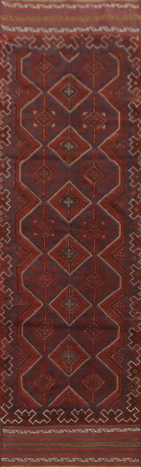 Geometric Wool Balouch Handmade Runner Rug 2x8
