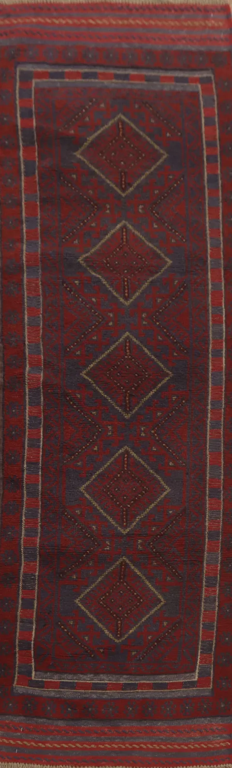 Handmade Wool Balouch Oriental Runner Rug 2x8