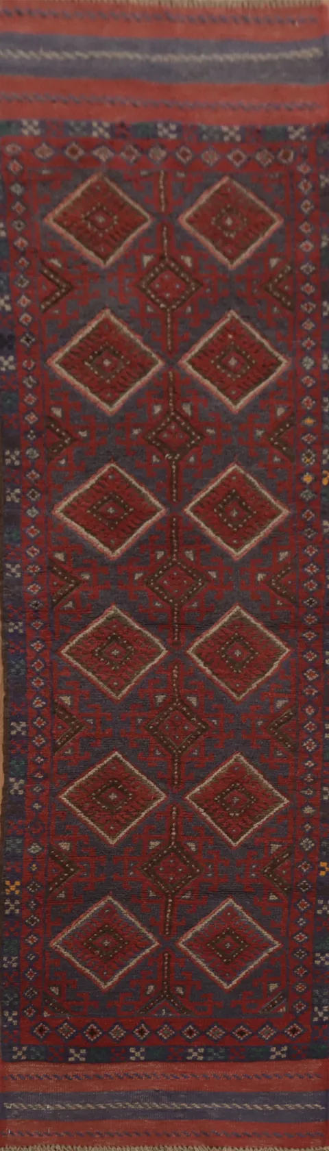 Red Wool Balouch Oriental Runner Rug 2x9