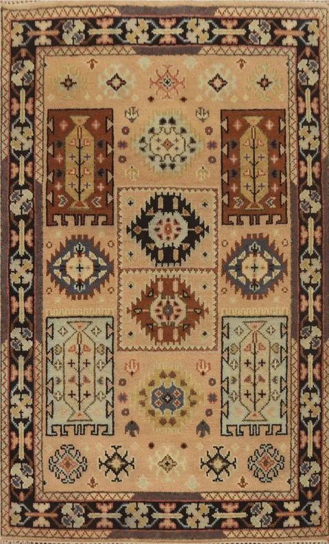 Geometric Kazak Handmade Wool Rug 4x6