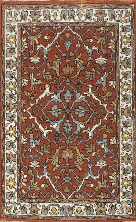Handmade Orange Oushak Accent Wool Rug 4x6