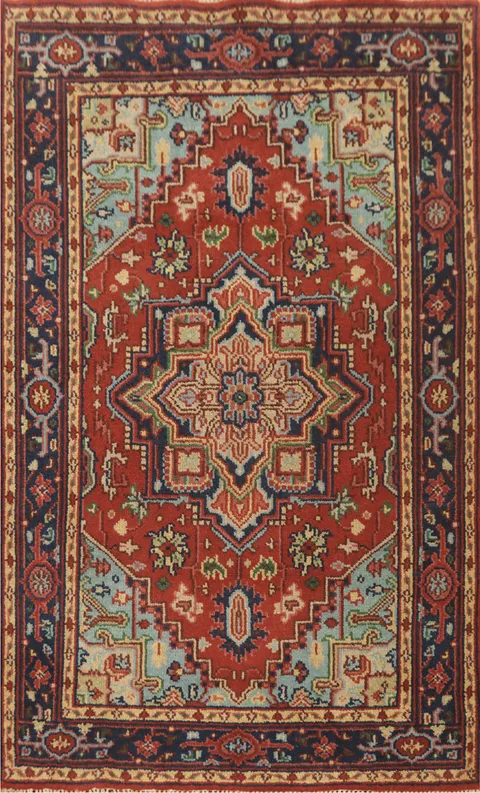Geometric Heriz Serapi Indian Rug 4x6