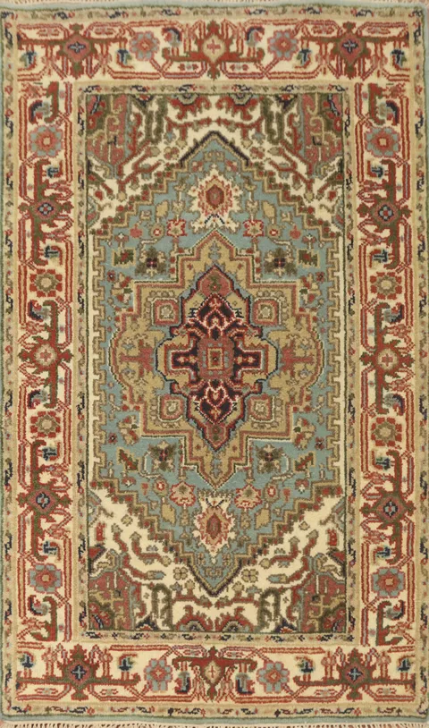Light Blue Heriz Serapi Handmade Wool Rug 4x6