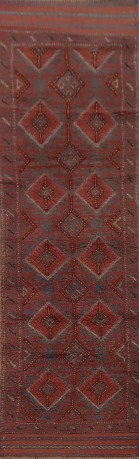 Handmade Wool Balouch Afghan Runner Rug 2x8