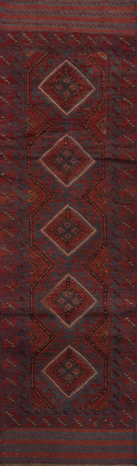Geometric Wool Balouch Oriental Runner Rug 2x8