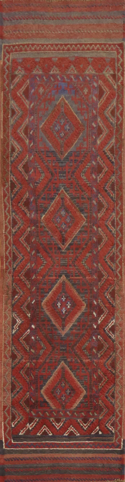 Tribal Red Balouch Handmade Runner Rug 2x8