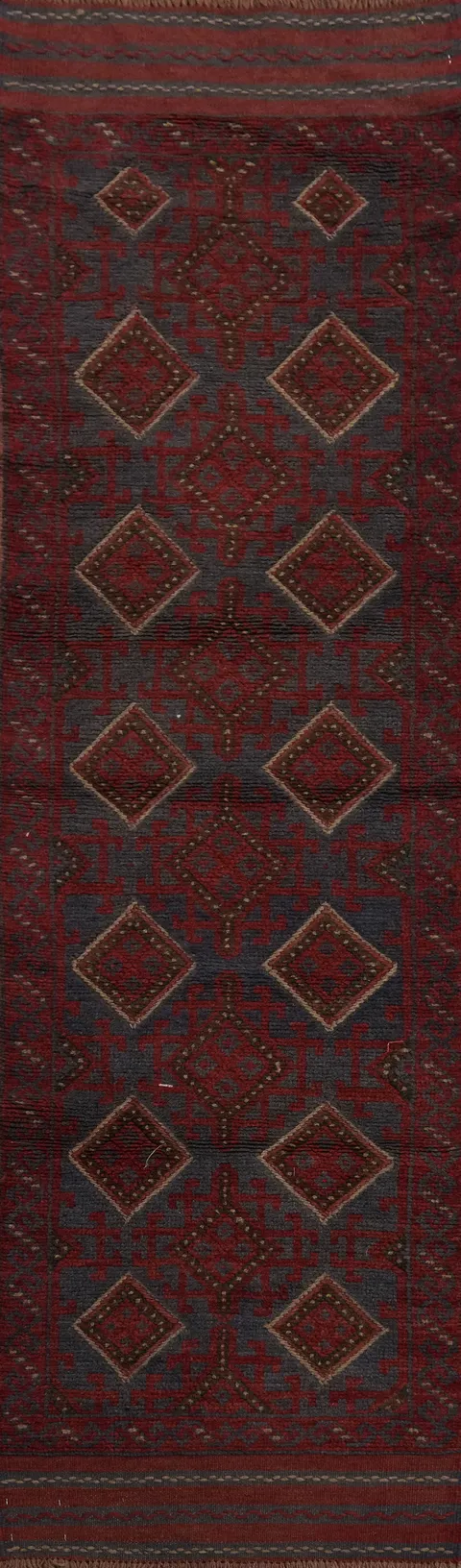 Handmade Wool Balouch Runner Rug 2x8