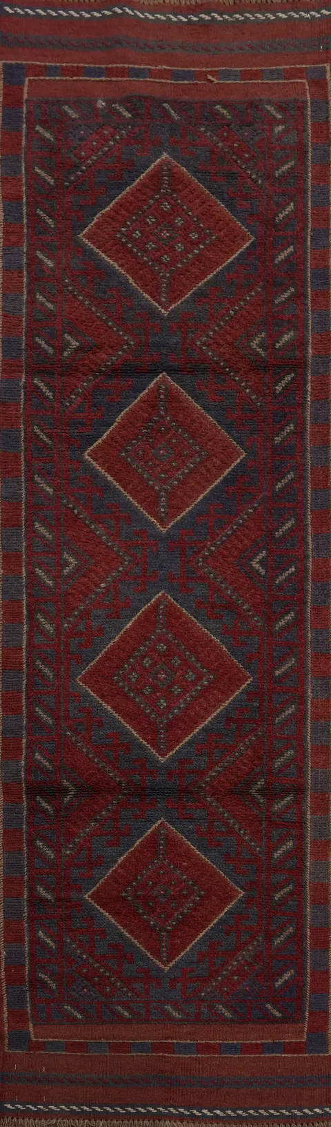 Geometric Wool Balouch Oriental Runner Rug 2x8