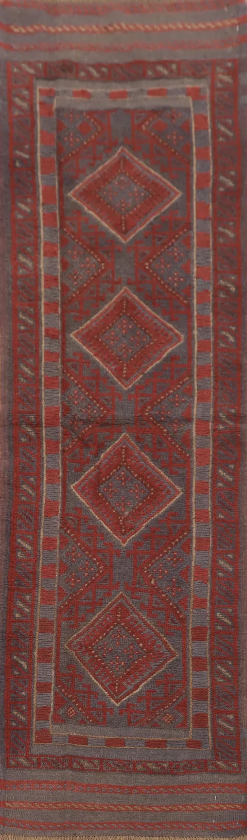 Geometric Wool Balouch Oriental Runner Rug 2x8