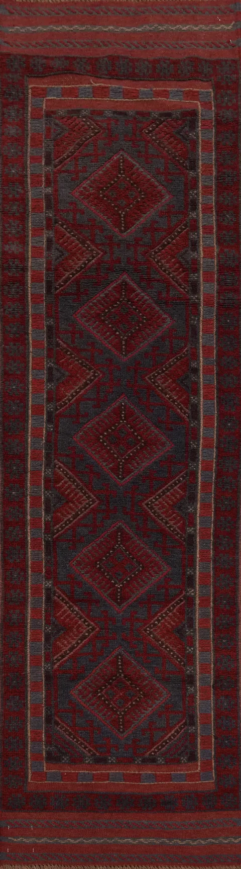 Tribal Wool Balouch Oriental Runner Rug 2x8