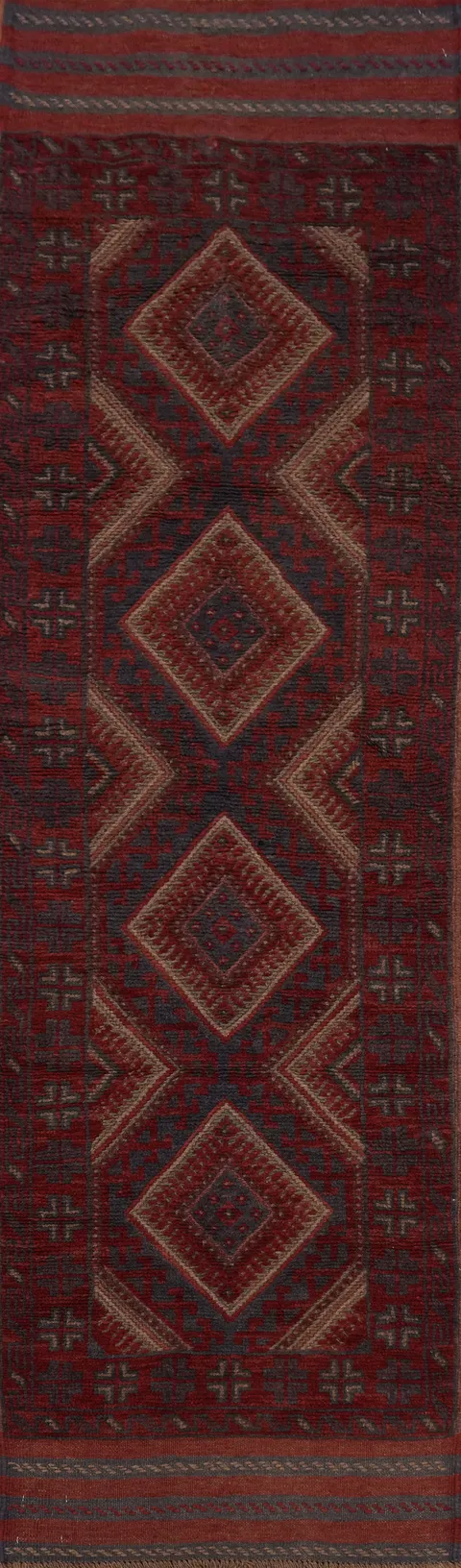 Tribal Wool Balouch Handmade Runner Rug 2x8