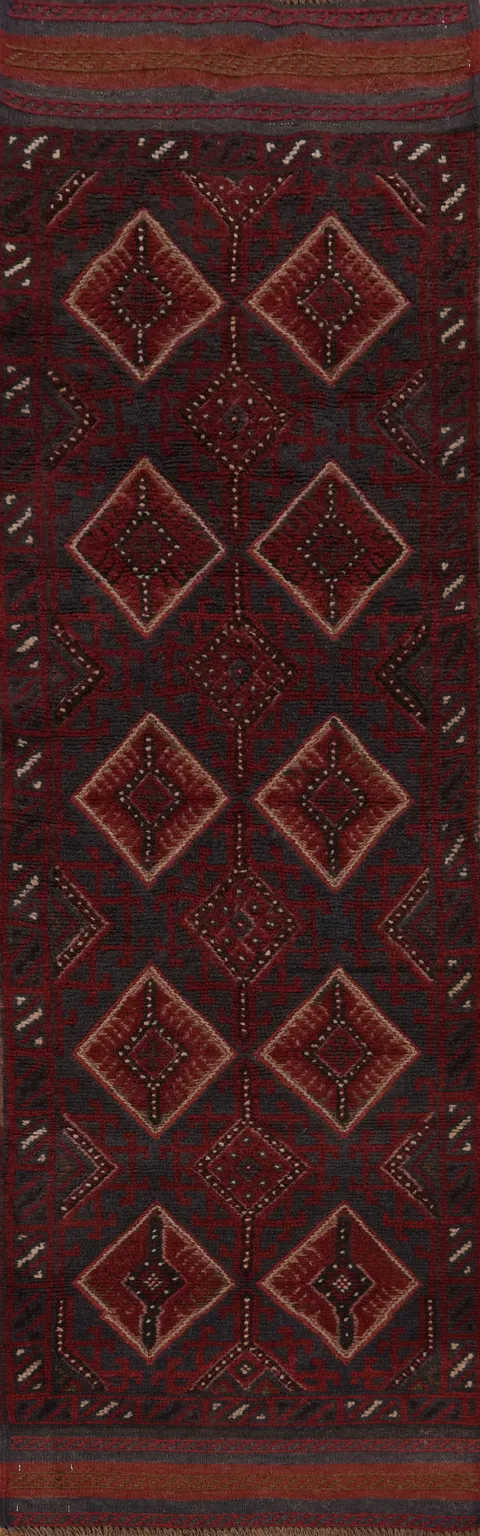 Tribal Wool Balouch Oriental Runner Rug 2x8