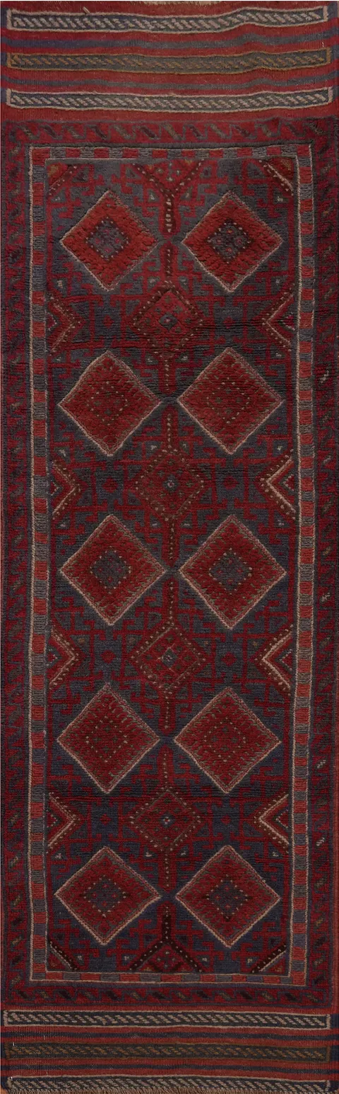Handmade Wool Balouch Oriental Runner Rug 2x8