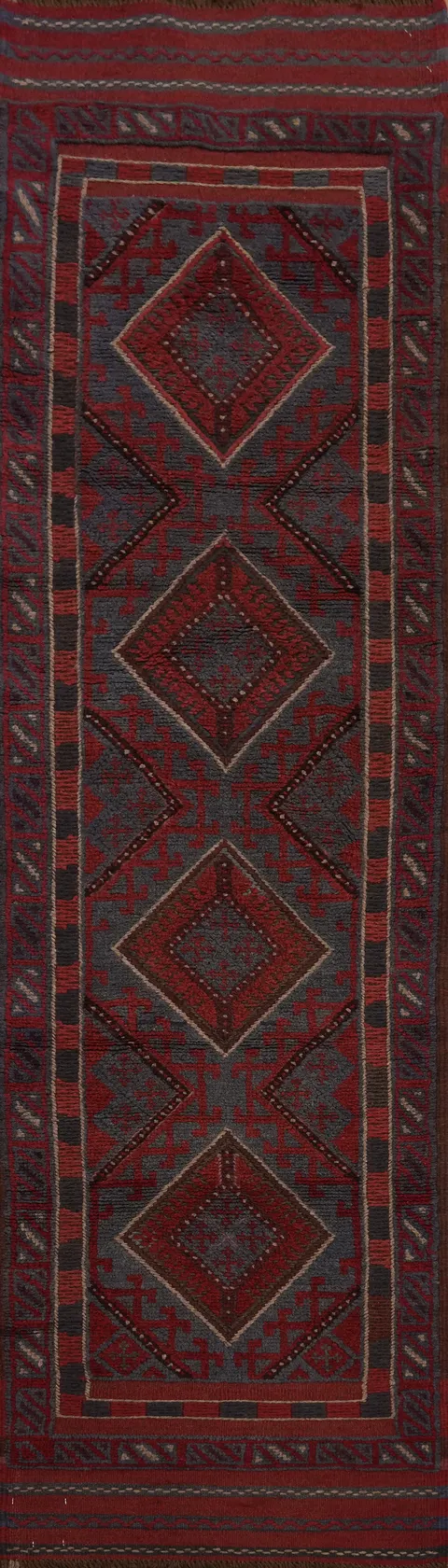 Tribal Wool Balouch Oriental Runner Rug 2x8