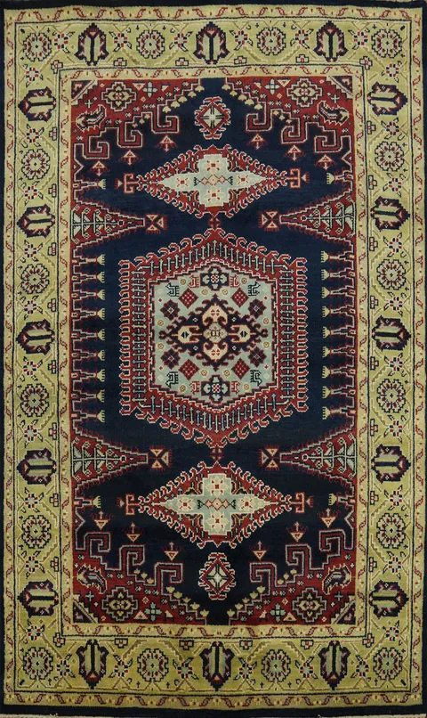 Dark Blue Viss Indian Area Rug 6x9