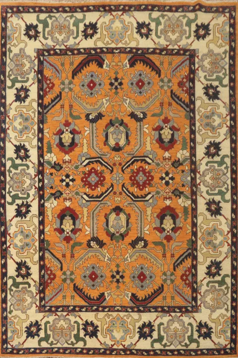 Orange Wool Oushak Living Room Area Rug 8x10
