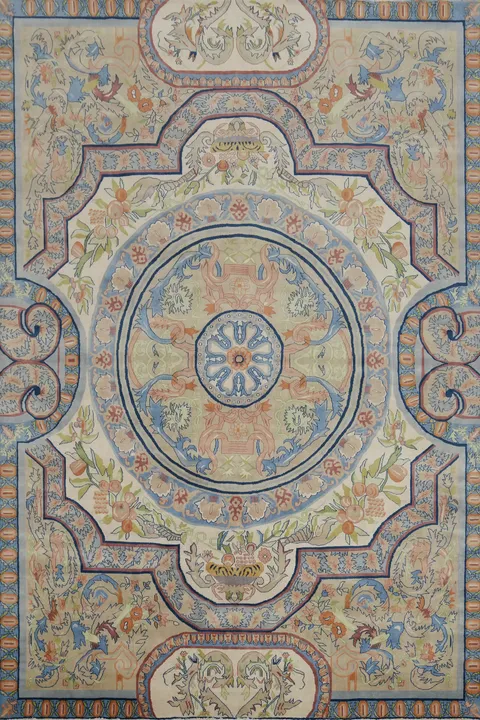 Victorian Style Aubusson Vegetable Dye Area Rug 9x12