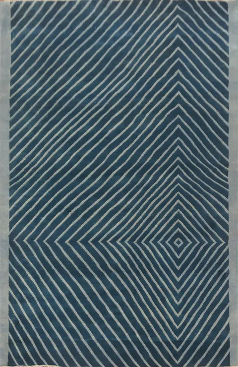 Vegetable Dye Blue Gabbeh Living Room Area Rug 6x8