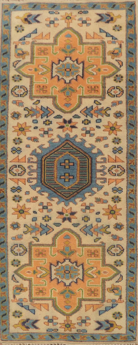 Geometric Kazak Indian Runner Rug 3x8