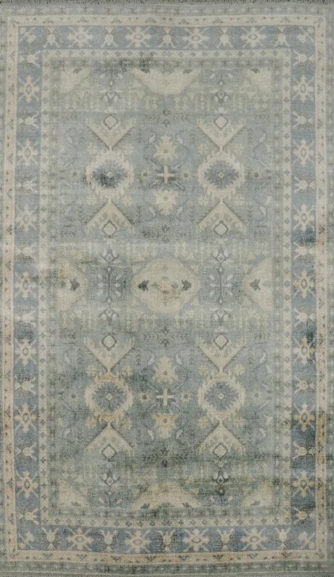 Geometric Oushak Room Size Area Rug 5x8