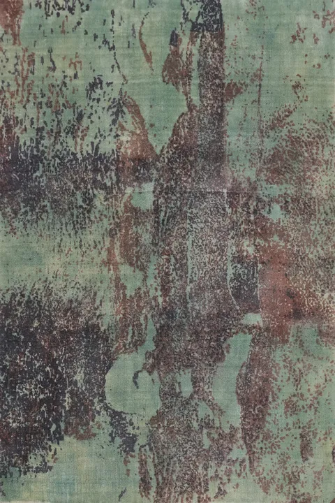 Green Handmade Abstract Modern Rug 4x6