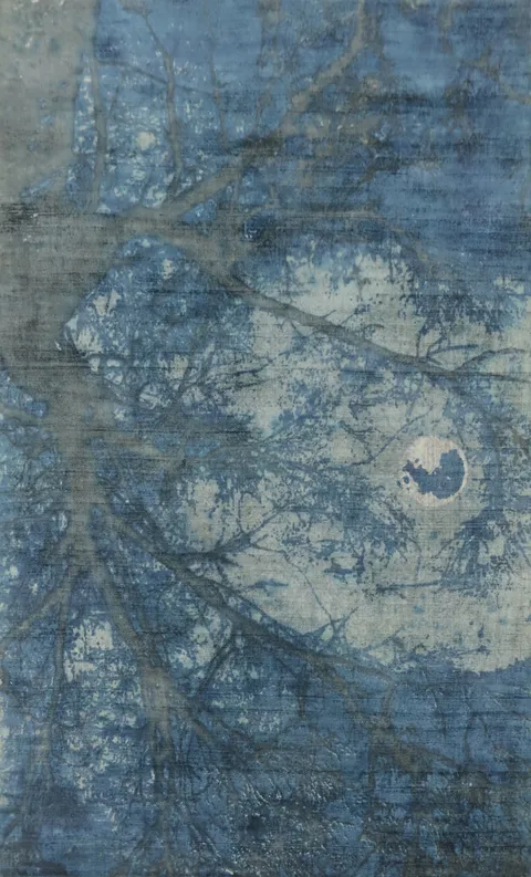 Nature Print Blue Modern Abstract Area Rug 5x8