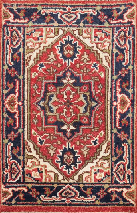 Bold Geometric Medallion Heriz Serapi Accent Rug 2x3