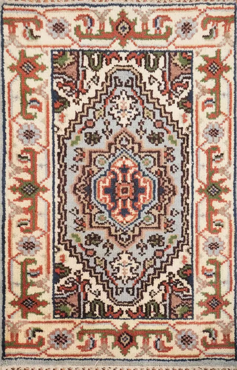 Light Blue Handmade Heriz Serapi Foyer Rug 2x3
