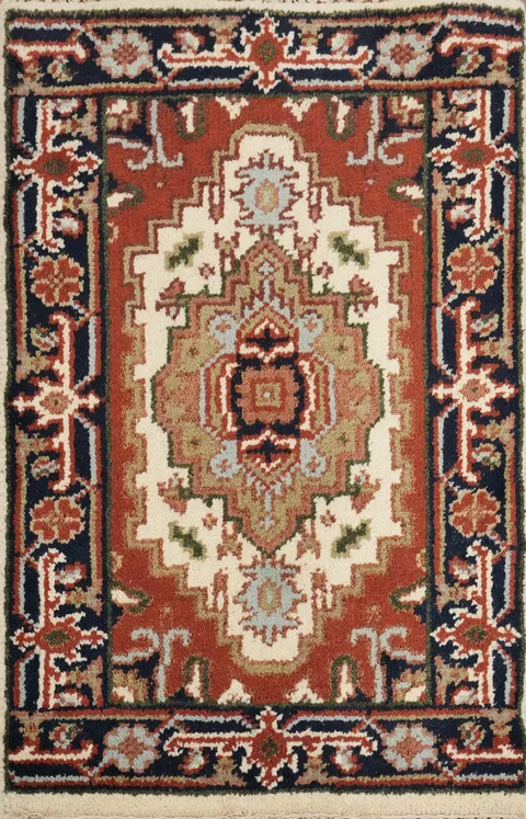 Ivory Wool Heriz Serapi Foyer Rug 2x3